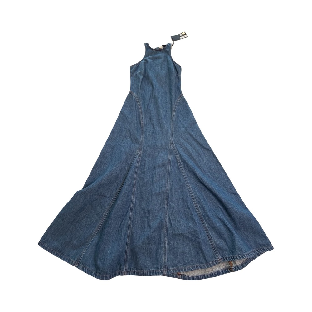 Future Collective Maxi Dress Womens 0 Medium Wash Denim Flared Western